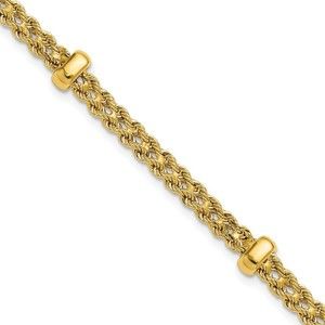 14k Yellow Gold Polished and Diamond-cut Fancy Braided Rope Bracelet